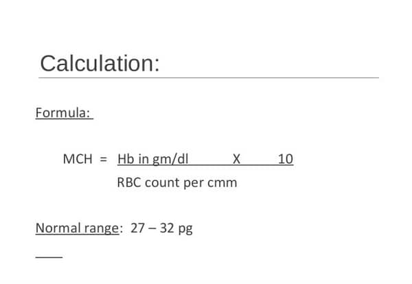 Mch levels in blood