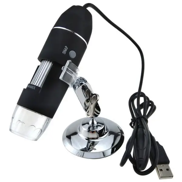 USB microscope has a wired connector which you need to insert to the USB port of the gadget
