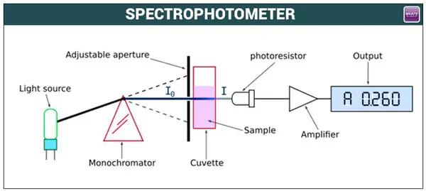 principle of a spectrophotometer as shown in the diagram